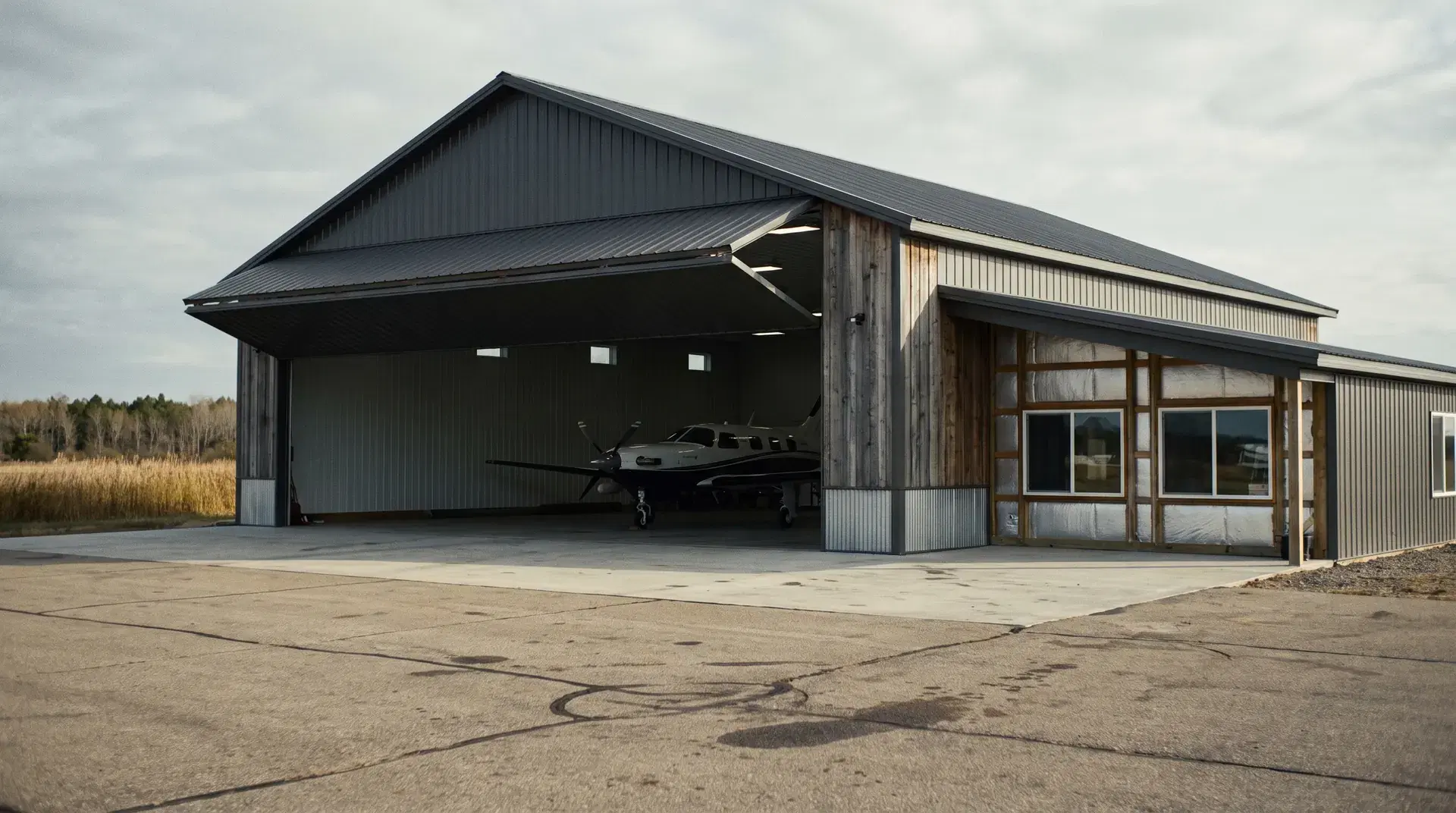 Airplane Hangar concept render by Orton Companies in Minnesota
